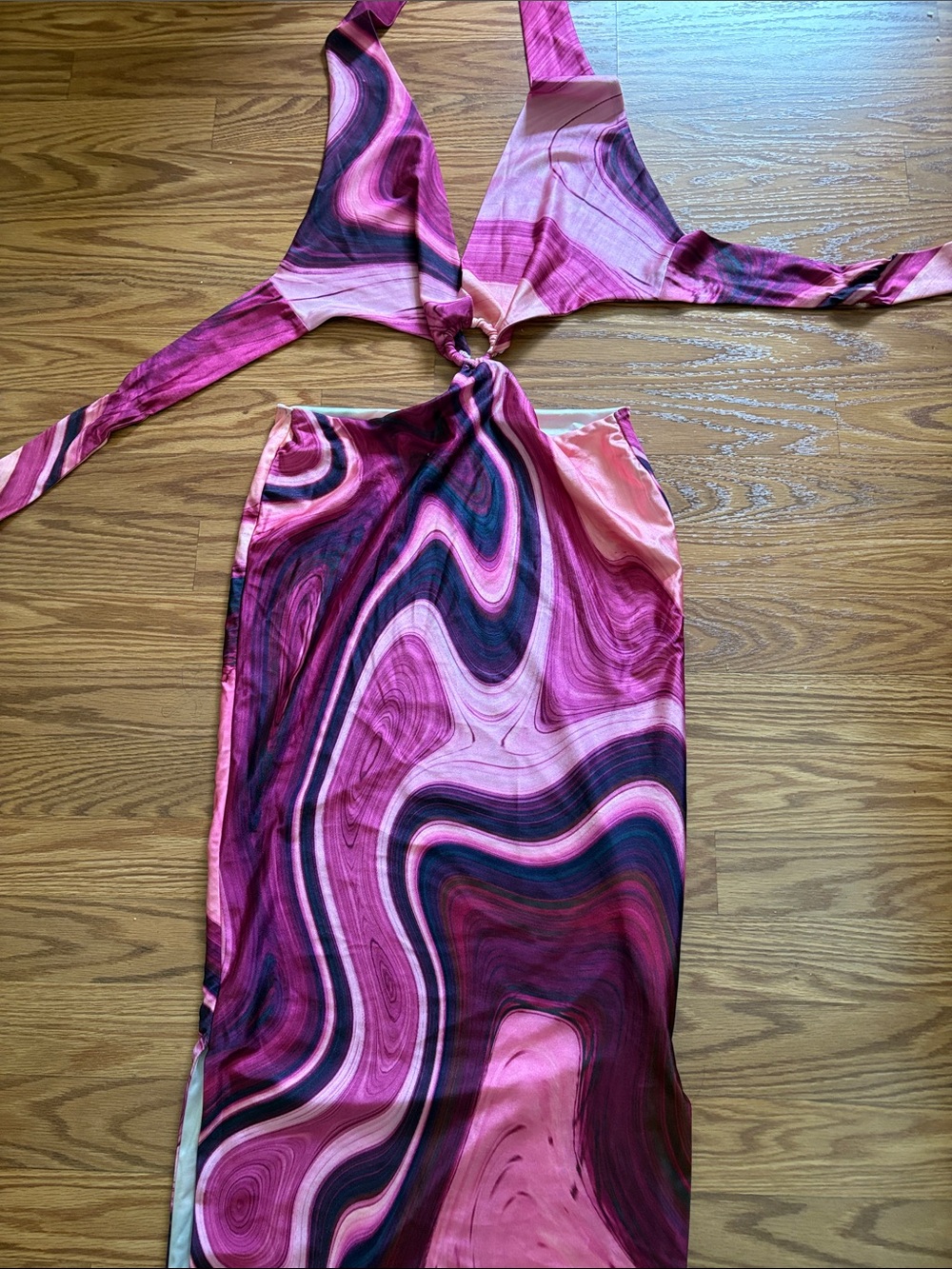 Farai London Pink Swirl Cutout Maxi Dress